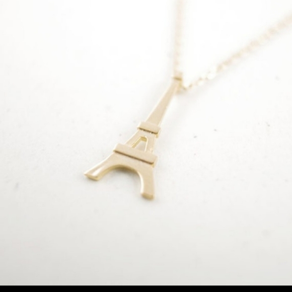 Eiffel Tower Dainty Pendant Gold Necklace - Picture 2 of 8